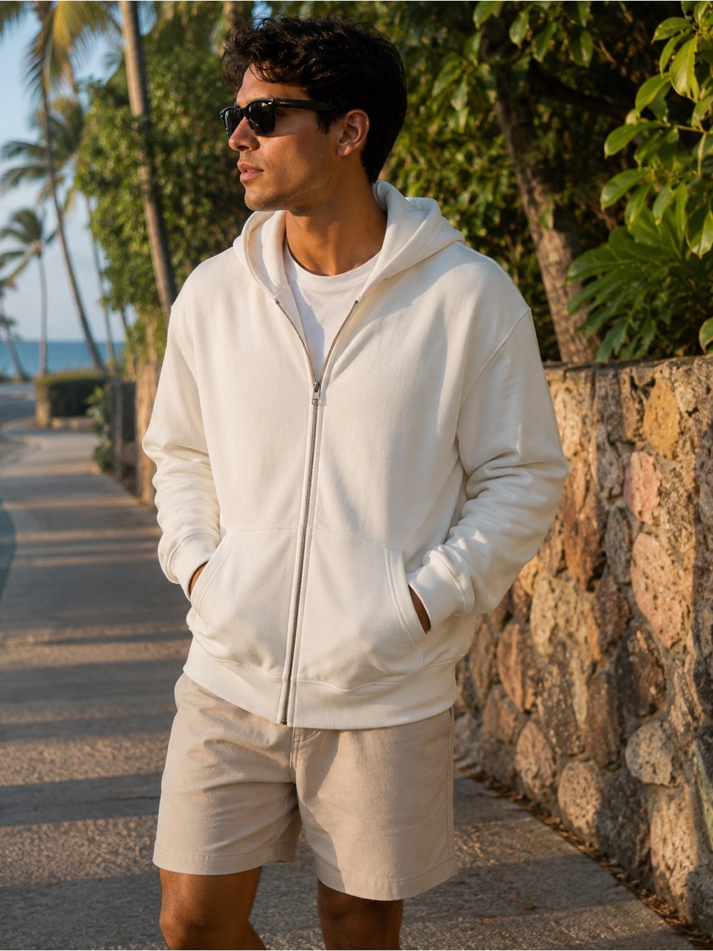 Target Cream Full-Zip Hoodie with Front Pockets